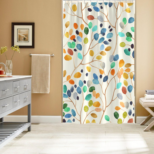 Gibelle Small Stall Shower Curtain 36 x 72, Narrow Half Watercolor Floral Fabric Shower Curtain, Abstract Colorful Leaves Decorative Bathroom Shower Curtain Set with Hooks Gibelle Small Stall Shower Curtain 36 x 72, Narrow Half Watercolor Floral Fabric Shower Curtain, Abstract Colorful Leaves Decorative Bathroom Shower Curtain Set with Hooks