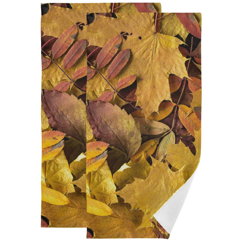 Sinestour Hand Towel Set of 2 - Colorful Bright Autumn Leaves Towels 28 x 14 Inch Cotton Fingertip Towel, Bath Towel, Kitchen Towel Multipurpose for Bathroom, Hotel, Gym and Spa