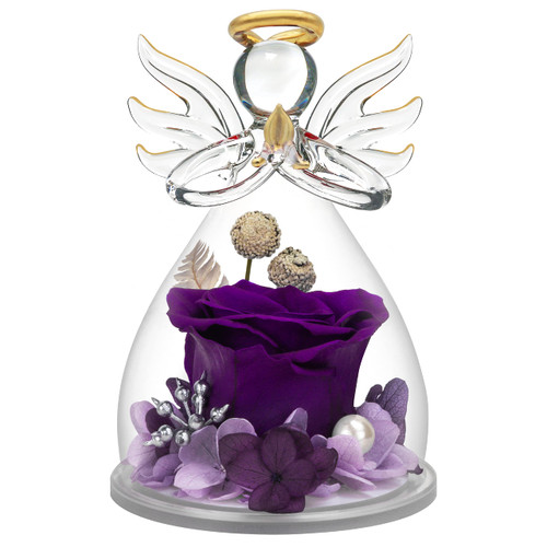 encavy Preserved Flower Rose Gifts in Glass Angel Figurines,Birthday Gifts for Women,Angel Rose Gifts for Her, Mom Gifts from Daughter Son, Purple Real Rose Flower Gifts for Her Grandma Wife encavy Preserved Flower Rose Gifts in Glass Angel Figurines,Birthday Gifts for Women,Angel Rose Gifts for Her, Mom Gifts from Daughter Son, Purple Real Rose Flower Gifts for Her Grandma Wife