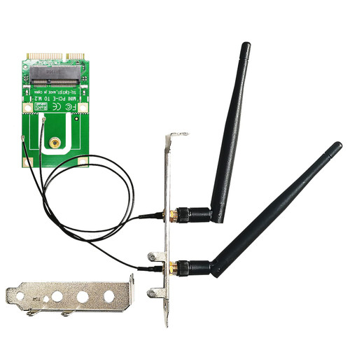 GLOTRENDS Mini PCIe to M.2 Wireless Adapter with SMA Antenna for NGFF M.2 Key E/A+E Wireless Network Card (Not Include Wireless Network Card)