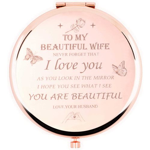 HYOUCHANG Gifts for Wife from Husband- I Love You Wife Gifts Compact Mirror- Romantic Gifts for Wife Anniversary - Wife Birthday Gifts from Husband for Mothers Day, Wedding, Valentines or Christmas HYOUCHANG Gifts for Wife from Husband- I Love You Wife Gifts Compact Mirror- Romantic Gifts for Wife Anniversary - Wife Birthday Gifts from Husband for Mothers Day, Wedding, Valentines or Christmas
