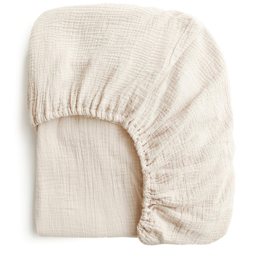 Konssy Muslin Fitted Crib Sheets 100% Cotton Baby Crib Sheets for Standard Crib Mattress (28 X 52 Inches), Soft and Breathable for Boys, Girls (Cream)