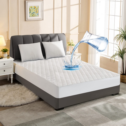 Waterproof Mattress Protector, Queen Size Quilted Fitted Mattress Cover, Breathable Mattress Cover, Premium Soft Filling Mattress Pad Protector with 8"-18" Deep Pocket Waterproof Mattress Protector, Queen Size Quilted Fitted Mattress Cover, Breathable Mattress Cover, Premium Soft Filling Mattress Pad Protector with 8"-18" Deep Pocket