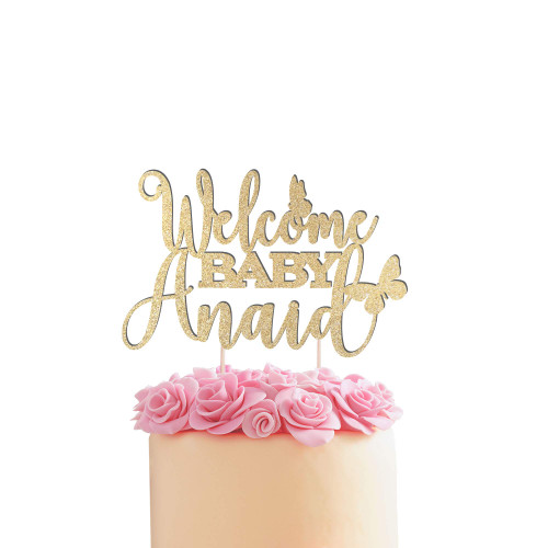 Custom Butterfly Welcome Baby Cake Topper Personalized Baby Girl Shower Baby Boy Shower Topper Glitter Baby Topper Baby Shower Party Decor Custom Butterfly Welcome Baby Cake Topper Personalized Baby Girl Shower Baby Boy Shower Topper Glitter Baby Topper Baby Shower Party Decor