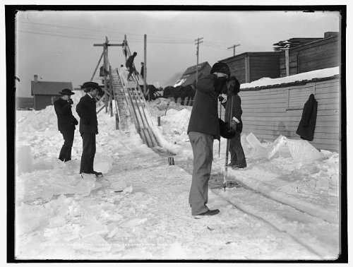 HistoricalFindings Photo: Ice harvesting,Shooting Cakes,House,Industry,Workers,Detroit Publishing,c1903 1