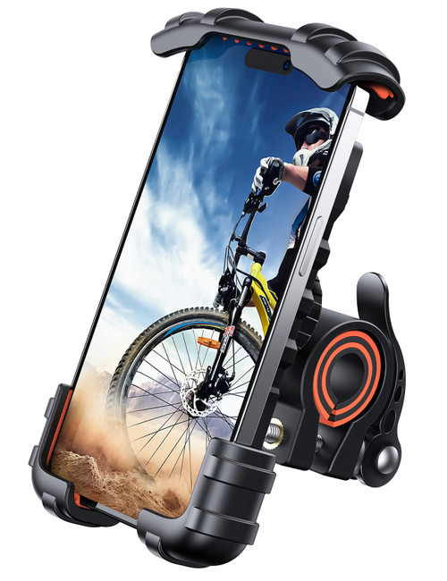 Lamicall Bike Phone Holder, Motorcycle Phone Mount - Motorcycle Handlebar Cell Phone Clamp, Scooter Phone Clip for iPhone 14 Plus/Pro Max, 13 Pro Max, S9, S10 and More 4.7" - 6.8" Smartphone, Orange