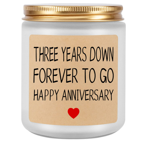 Scented Candle - 3 Years Anniversary Candle Gift for Couple, Happy 3rd Anniversary Present for Him, Her, Boyfriend, Girlfriend, Husband, Wife, Wedding
