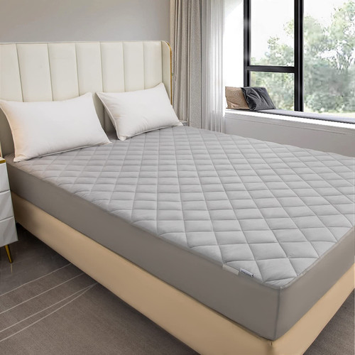 Yinlnpaul Twin Quilted Fitted Mattress Pad Protector, Cooling Mattress Topper Elastic Breathable Fitted Sheet Mattress Cover Fitted 21 Inches Deep (Twin, Gray) Yinlnpaul Twin Quilted Fitted Mattress Pad Protector, Cooling Mattress Topper Elastic Breathable Fitted Sheet Mattress Cover Fitted 21 Inches Deep (Twin, Gray)