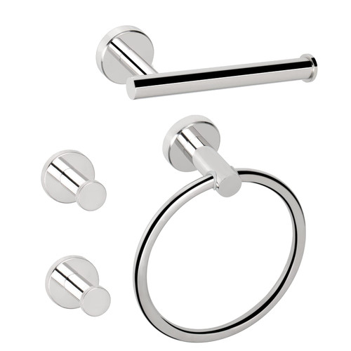 NearMoon 4 Pieces Bathroom Hardware Set, Include Hand Towel Ring, Toilet Paper Holder and 2 Robe Towel Hooks, Stainless Steel Bathroom Accessories Wall Mounted (Chrome Finish)