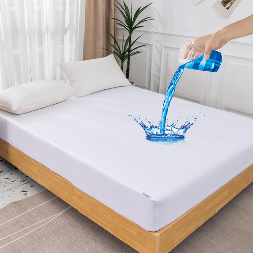 YINLNPAUL Queen Mattress Protector Waterproof Fitted Sheet Mattress Pad Cover Breathable Noiseless Mattress Topper Cover with Deep Pocket Fits to 6''-21'' (Queen, White) YINLNPAUL Queen Mattress Protector Waterproof Fitted Sheet Mattress Pad Cover Breathable Noiseless Mattress Topper Cover with Deep Pocket Fits to 6''-21'' (Queen, White)