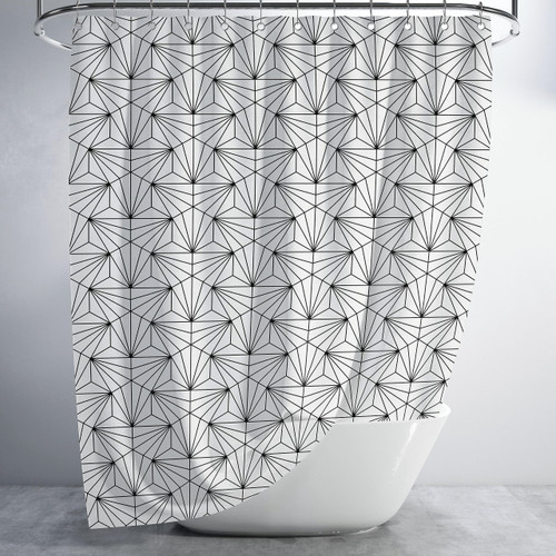 PRIZE ULTRA Black and White Shower Curtain for Bathroom Boho, Aesthetic Shower Curtain Set, Modern Shower Curtains - 72x72 Waterproof Fabric Shower Curtain Liner,12 Shower Curtain Hooks