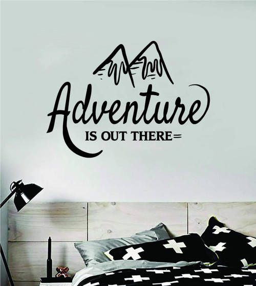 Boop Decals Adventure is Out There V2 Wall Decal Sticker Vinyl Art Bedroom Room Decor Decoration Teen Quote Inspirational Boy Girl Hike Travel Nature Beautiful Tent Explore School Mountains
