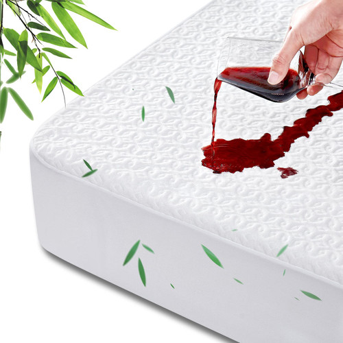 IMBLOO Premium Twin Mattress Protector Waterproof Mattress Pad Cover - Breathable Bamboo 3D Air Fabric - Smooth and Noiseless Twin Mattress Cover Fitted 8"-21" Deep Pocket (Soft & Vinyl Free) White