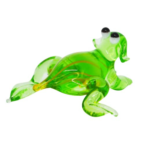 1" Blown Glass Frog Mini Glass Frog Art Glass Frog Statue Figurine Micro Glass Frog Doll House Frog Tiny Miniature Small Frog Sculpture