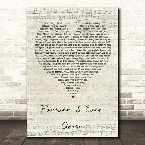 The Card Zoo Forever & Ever, Amen Script Heart Song Lyric Quote Wall Art Gift Print