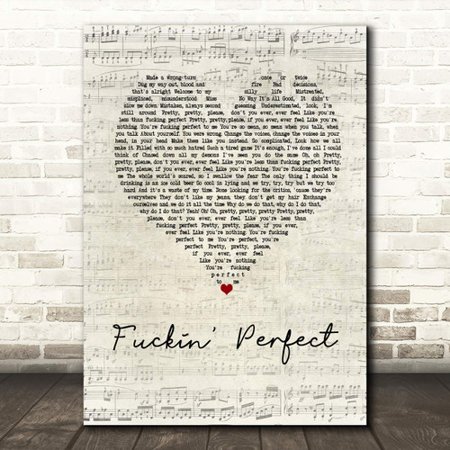 The Card Zoo Fuckin' Perfect Script Heart Song Lyric Quote Wall Art Gift Print