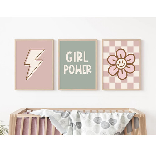 Girls Nursery Wall Art Set of 3 Kids Classroom Canvas Wall Art Inspirational Pictures Positive Affirmations Wall Decor Girls Painting Playroom Artwork for Room Bedroom 12x16 Inch Unframed