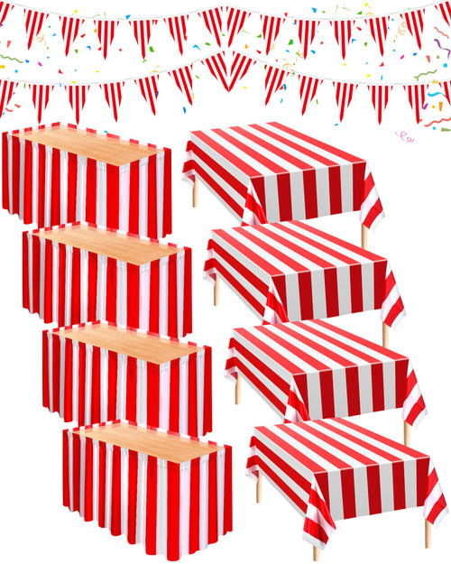 Carnival Theme Party Decorations Circus Decorations Carnival Table Skirts Carnival Tablecloths Red White Striped Pennant Banners Circus Carnival Bunting Banners for Carnival Circus Decors (10) Carnival Theme Party Decorations Circus Decorations Carnival Table Skirts Carnival Tablecloths Red White Striped Pennant Banners Circus Carnival Bunting Banners for Carnival Circus Decors (10)