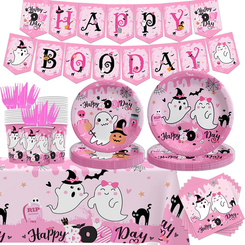 142Pcs Halloween Party Tableware Decorations Happy Boo Day Tableware Set Pink Halloween Ghost Party Supplies Halloween Birthday Tableware Plates Napkins Cups Banner for Kids 142Pcs Halloween Party Tableware Decorations Happy Boo Day Tableware Set Pink Halloween Ghost Party Supplies Halloween Birthday Tableware Plates Napkins Cups Banner for Kids
