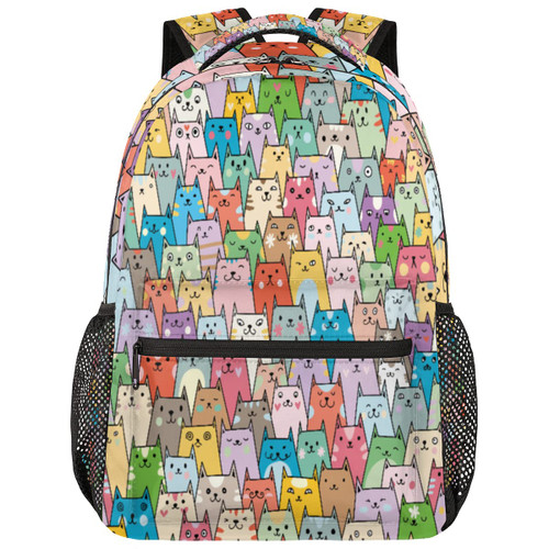 TropicalLife Backpack for School, Cute Cat Backpacks with Laptop Compartment for Boys Girls Adults Teens, Lightweight Travel Bookbag for Middle School College High School Students