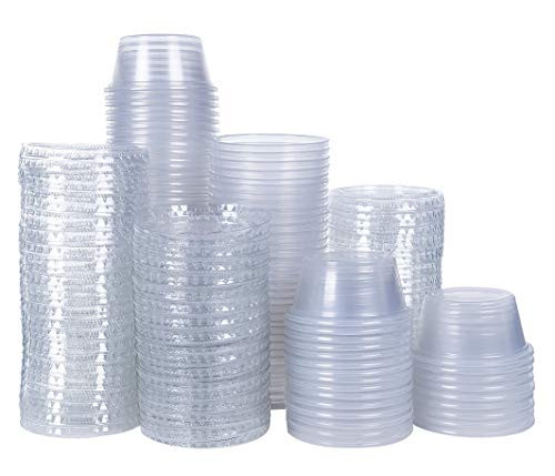 Disposable portion cups souffle cups with lids, set of 100 (2 oz)