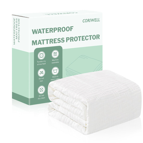 Coriwell Twin Size Waterproof Mattress Protector - Rayon from Bamboo Mattress Cover Washable - 3D Air Fabric Ultra Soft Breathable Cooling Noiseless Bed Mattress Pad with Deep Pocket Up to 15''