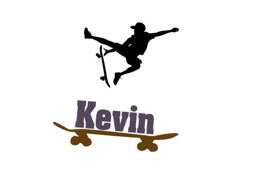 aluckyhorseshoe Boys Room Skateboarder Sticker, Teen Boys Personalized Wall Decal, Childs Room Name Decal, Kids Bedroom Decor, Skateboard (28 X 29 inches)