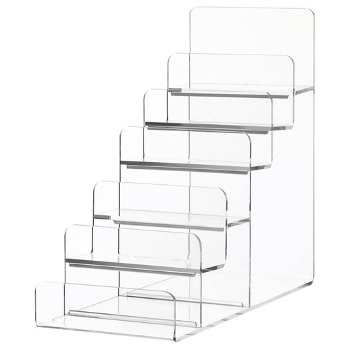 DOITOOL Clear Acrylic Riser Display Shelf 6 Tier, Acrylic Riser Display Stands for Pops Figure, Makeup Organizer, Sunglasses, Wallet, Collection Display for Table, Cabinet, Countertops