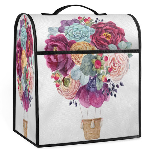 00010869_flower_1116059957 Coffee Maker Dust Cover Kitchen Mixer Cover with Pockets and Top Handle Toaster Covers Bread Machine Covers for Kitchen Cafe Bar Home Decor