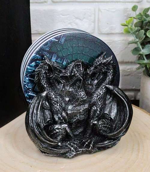 Ebros Fear The Dragon Fire Behemoth of The Skies Dual Dragons Fantasy Coaster Set Figurine Holder and Four Round Dragon Castle Scales Coasters Medieval Dungeons and Dragons Legend Ebros Fear The Dragon Fire Behemoth of The Skies Dual Dragons Fantasy Coaster Set Figurine Holder and Four Round Dragon Castle Scales Coasters Medieval Dungeons and Dragons Legend
