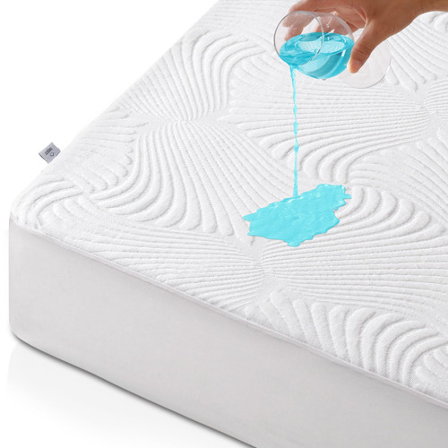 Waterproof Mattress Protector Queen Size - Cooling Bamboo Rayon Mattress Cover, Soft Breathable Noiseless 3D Air Fabric Bed Mattress Pad Covers, Machine Washable, 8-21" Deep Pocket