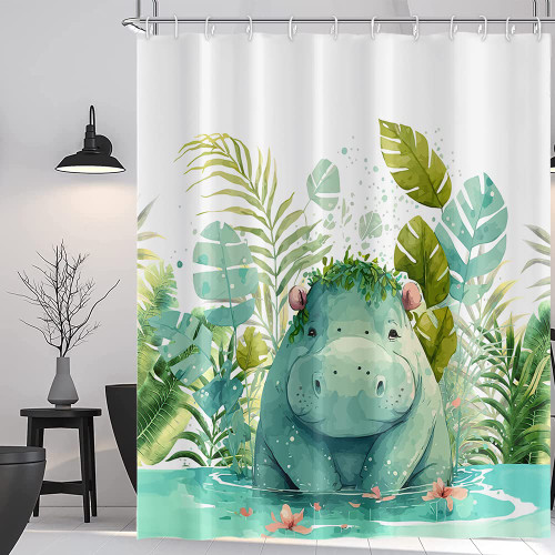 Umpoo Cute Hippo Shower Curtains Teal River Horse Animal Baby Tropical Palm Leaves for Kids Bathroom Shower Curtain Set with Hooks 72x72 inch Waterproof Fabric Bath Decor Umpoo Cute Hippo Shower Curtains Teal River Horse Animal Baby Tropical Palm Leaves for Kids Bathroom Shower Curtain Set with Hooks 72x72 inch Waterproof Fabric Bath Decor