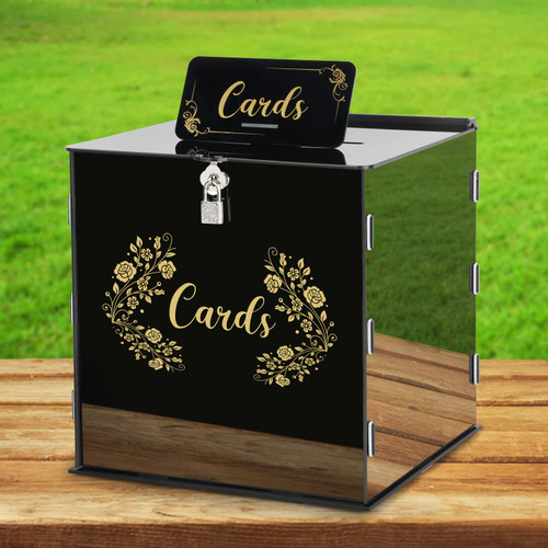 Black Acrylic Wedding Card Box Card Boxes with Lock and Card Sign, Gift Card Box Money Box Holder for Wedding Reception Anniversary Birthday Party Baby Shower Graduation Decorations Black Acrylic Wedding Card Box Card Boxes with Lock and Card Sign, Gift Card Box Money Box Holder for Wedding Reception Anniversary Birthday Party Baby Shower Graduation Decorations