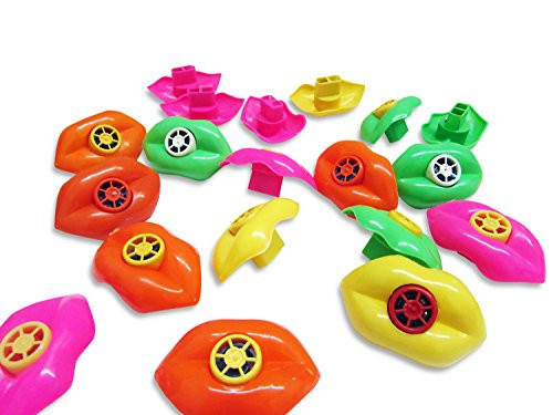 24 Pack Toy Lip Whistles - 24 Pcs - Fun Gift, Reward, Prize or Party Favor for Birthday Parties and Goody Bags - Assorted Colors - By Dazzling Toys