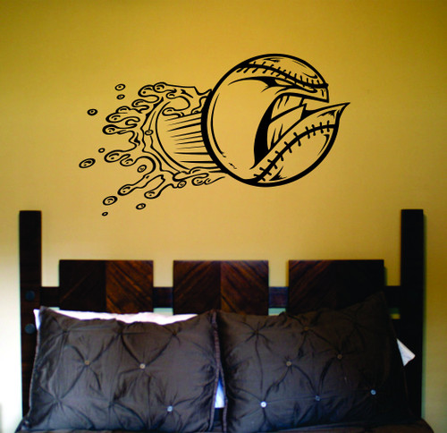 Dabbledown Decals Screaming Baseball Splashing Through Wall Vinyl Wall Decal Sticker Art Sports Kid Children Ball Nursery Boy Teen Homerun