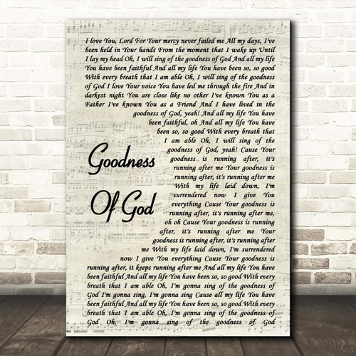 Goodness of God Vintage Script Song Lyric Wall Art Poster Gift Present Print Goodness of God Vintage Script Song Lyric Wall Art Poster Gift Present Print