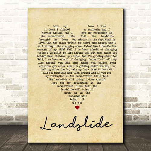 Landslide Vintage Heart Quote Song Lyric Print