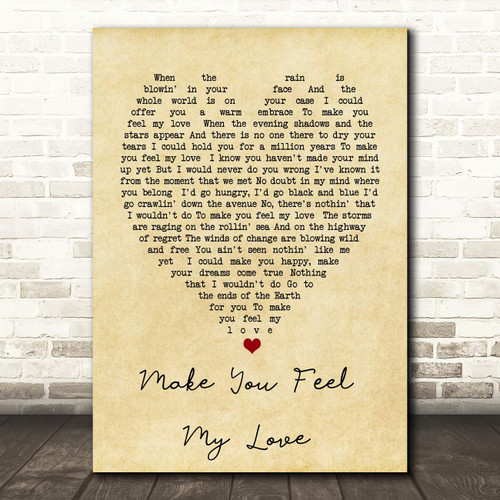 The Card Zoo Make You Feel My Love Vintage Heart Quote Song Lyric Print