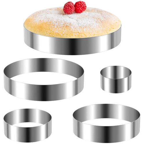 5 Pieces Round Cake Ring Set Biscuit Cutter Circle Cookie Cutters Cake Mold Stainless Steel Pastry Ring for Baking Mousse Pancake Tart Muffin (5 Sizes) 5 Pieces Round Cake Ring Set Biscuit Cutter Circle Cookie Cutters Cake Mold Stainless Steel Pastry Ring for Baking Mousse Pancake Tart Muffin (5 Sizes)
