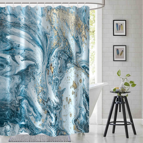 LFEEY Marble Shower Curtain, Modern Luxury Blue Marble Shower Curtains for Bathroom with Hooks Waterproof Abstract Art Ink Texture Fabric Bath Curtain 72x72 Inch LFEEY Marble Shower Curtain, Modern Luxury Blue Marble Shower Curtains for Bathroom with Hooks Waterproof Abstract Art Ink Texture Fabric Bath Curtain 72x72 Inch