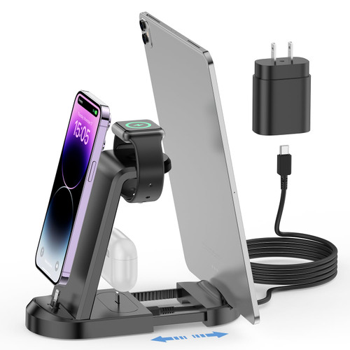 3 in 1 Charging Station for Multiple Apple Devices,iPhone Fast Charger Station Dock Stand for iPhone 14 Pro Max/13/12/11/X/8 Plus/AirPods, iWatch Charger for Apple Watch Series 8/Ultra/7/6/SE/5/4/3/2