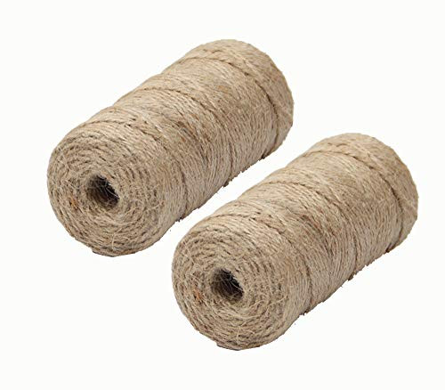 LNKA 14Colours 2mm 3 ply Natural Jute Twine String Rolls for Artworks and Crafts Gift Wrapping Picture Display and Gardening Decoration(295Feet/Roll 14rolls) (Natural-2rolls)