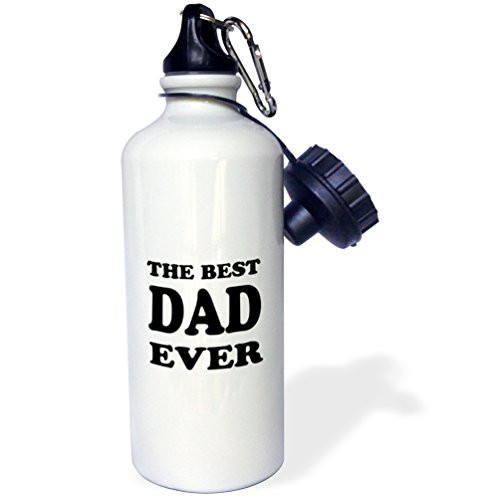 3dRose wb_123057_1"The best dad ever, Black" Sports Water Bottle, 21 oz, White