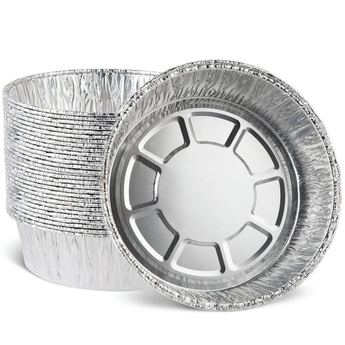 PLASTICPRO 8'' Inch Round Tin Foil Pans Disposable Aluminum, Deep Freezer & Oven Safe - For Baking, Cooking, Storage, Roasting, & Reheating, Pack of 50 PLASTICPRO 8'' Inch Round Tin Foil Pans Disposable Aluminum, Deep Freezer & Oven Safe - For Baking, Cooking, Storage, Roasting, & Reheating, Pack of 50