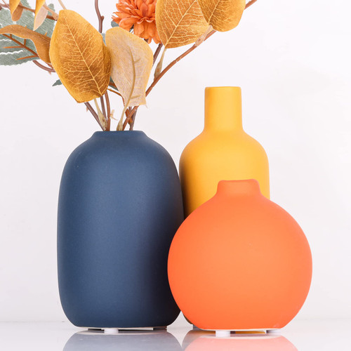 Ceramic Vase Set of 3, Minimalism Style Vases for Rustic Home Decor, Yellow Orange Blue Vase?Modern Farmhouse Decor,Living Room Decor,Shelf Decor,Table,Bookshelf,Mantel and Entryway Decor Small vase Ceramic Vase Set of 3, Minimalism Style Vases for Rustic Home Decor, Yellow Orange Blue Vase?Modern Farmhouse Decor,Living Room Decor,Shelf Decor,Table,Bookshelf,Mantel and Entryway Decor Small vase