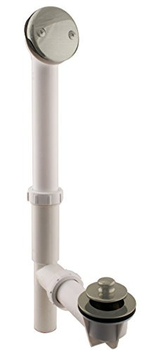 Westbrass 597244-20 White 1-1/2" Tubular Pull & Drain Bath Waste Drain Kit with 2-Hole Overflow Faceplate, Stainless Steel