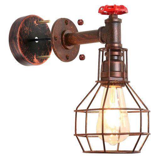 Industrial Wall Sconce, Water Pipe Light Fixture,Steampunk Light Fixture,Steampunk Sconce E26 Edison for Industrial Lamp,Farmhouse,Bedroom Decor Industrial Wall Sconce, Water Pipe Light Fixture,Steampunk Light Fixture,Steampunk Sconce E26 Edison for Industrial Lamp,Farmhouse,Bedroom Decor