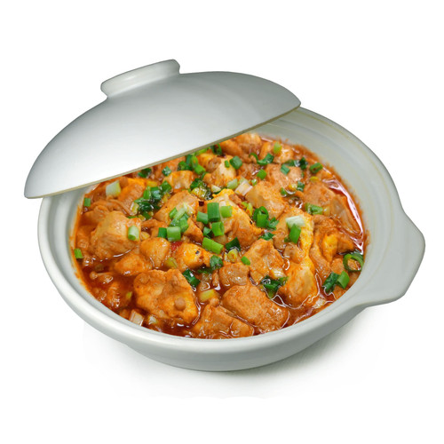 Casserole Clay Pot Heat-resistant Premium Ceramic Bowls Lid Cooking Soup Black White (White 66oz)