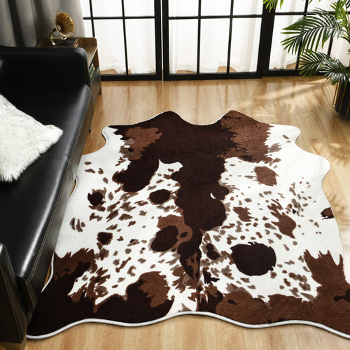 Kimicole Cute Cow Print Rug Faux Cowhide Rug, Upgraded Fluffy Animal Printed Area Rug for Living Room Bedroom Office Western Decor, Luxury Animal Print Carpet Non-Slip, Brown and White, 4.6ft x 5.2ft Kimicole Cute Cow Print Rug Faux Cowhide Rug, Upgraded Fluffy Animal Printed Area Rug for Living Room Bedroom Office Western Decor, Luxury Animal Print Carpet Non-Slip, Brown and White, 4.6ft x 5.2ft