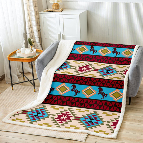 Feelyou Western Fleece Throw Blanket for Kids Boys Girls Southwestern Aztec Plush Blankets and Throws Western Decor Sherpa Fuzzy Blanket 60"x80"